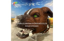 China Animatronic Skeletal Dog Head Statue: Smoke-Spraying Mechanism & Glowing Green Eye Display supplier
