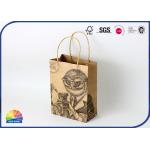 Stand Up Packaging Kraft Paper Bags Black Printing With Handles for sale