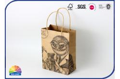 China Stand Up Packaging Kraft Paper Bags Black Printing With Handles supplier