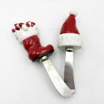 Christmas Santa Hat Boot Hand Painted Handle With Stainless Steel Blade Cheese Spreader Butter Spreader for sale
