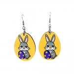 Creative Easter Bunny Egg Sublimation MDF Blanks Oval Shape Earrings for sale