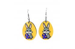 China Creative Easter Bunny Egg Sublimation MDF Blanks Oval Shape Earrings supplier