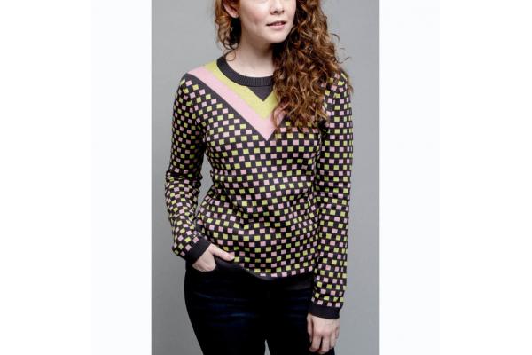 Birdseye Jacquard Knit Sweater Winter Pullover For Ladies Casual Wear Warm
