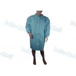 Non Woven Disposable Protective Apparel SMS Visitor Gown With Knit Collar / Turn Down Collar for sale