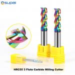 Carbide Cutting Tools 3flutes Colorful Coating for Aluminium HRC55 Milling Cutter for Wood Acrylic Copper Plastic for sale