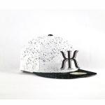 Cool hip hop  white Flat bill  Customized made plastic buckle 3D rubber logo snapback Hats Caps for sale