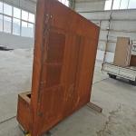 Wooden Crate Package Corten Steel Water Feature In Modern Design