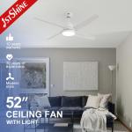 52 Inches LED Ceiling Fan With Light And Smart App Control For Cooling And Lighting for sale