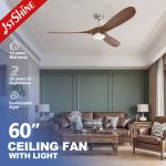 Smart Remote Control Ceiling Fan with 3 Natural Wood Blades and Metal Lamp Body Material for sale