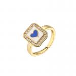 Adjustable Women 14k Gold Ring Oil Drop Rectangular Heart Diamond Engagement  Ring for sale