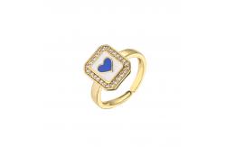 China Adjustable Women 14k Gold Ring Oil Drop Rectangular Heart Diamond Engagement  Ring supplier