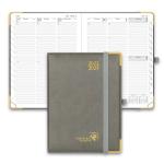 Weekly Planner 2023-2023 Grey With Vertical Layout Hourly Schedule And Monthly Tabs