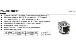 China J1B1211CCD RJ45 Ethernet Connector MODULE WITH 10/100 BASE-TX supplier