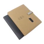Smart Luxury Pu Leather Powerbank A5 3 In 1 Wireless Charging Notebook With Usb for sale