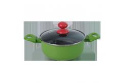 China CIQ 3.0mm Thickness Alu Non Stick Soup Pot With Clear Lid supplier