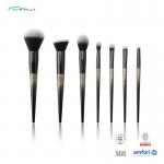 Aluminum ferrules Synthetic Makeup Brushes Black Wooden handle for sale