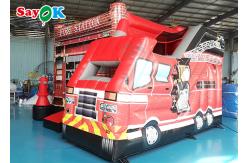 China Fire Truck Themed Inflatable Bouncing Castle For Children Amusement Park supplier