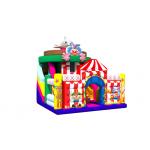 Colourful Inflatable Circus Clown Dolphin PVC Dry Slide With Safety Fence Around for sale