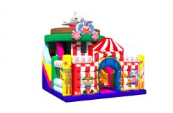 China Colourful Inflatable Circus Clown Dolphin PVC Dry Slide With Safety Fence Around supplier
