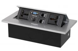 China Multifunctional Hydraulic Desktop Flip Socket Switch Junction Box For Office Furniture supplier