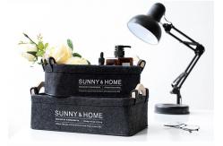 China MULTI-PURPOSE Felt Storage Boxes With Wooden Handle EN71 Certifications supplier