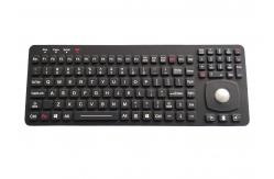 China Rectangular Keys Silicone Industrial Keyboard Panel Mount With 25mm Optical Trackball supplier