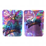 Customized Color Holographic Stand Up Pouch Matte Tear Notch With Zipper for sale