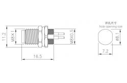 China Industrial M8 Male Front Mount Socket with 3/4pin Screw Terminal IP67 Waterproof supplier
