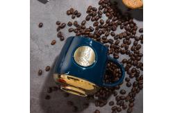 China 420ml Creative Ceramic Coffee Cups With Copper Fish Scale Pattern supplier