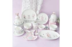 China Creative Cute Rabbit Ceramic Tableware Set Embossed Craft For Home Easter Dinnerware supplier