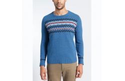 China Comfortable Mens Lambswool Jumper , Floating Knitted Jacquard Flame Sweater supplier