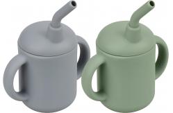 China Baby Silicone Straw Cup With Handles Lightweight Unbreakable supplier