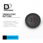 Large Textured Matt Black Trench Coat Buttons Pattern Design With 4 Holes