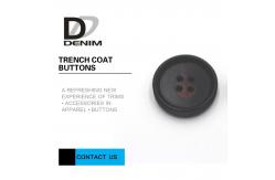 China Large Textured Matt Black Trench Coat Buttons Pattern Design With 4 Holes supplier