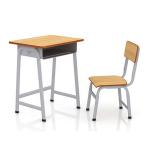 solid wood Powder Coated Student Desk With Attached Chair for sale