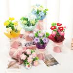 Flowers Variety Knitted Sunflower Puff Hug Bucket Perfect for Women's Day and Mother's Day Celebration for sale