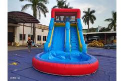 China Summer Blue Orange Inflatable Water Slides With Pool supplier