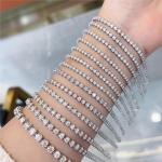 18K 14K 10K Solid Gold Round Cut Bezel Lab Grown Diamond Bracelets Gemstone Shape Round for sale