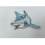 Embroidery Clothes Shark Labels Heat Transfer Patches Washable Customized