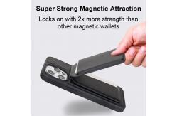 China Customized Real Leather Magsafe Wallet With Adjustable Stand Embossed Logo supplier