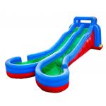 Commercial Outdoor Inflatable Two Lane Water Slides With Pool for sale