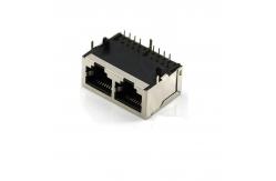 China Double Ports RJ45 Female Socket UL94V-0 PCB Ethernet Connector 8p supplier