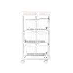 Convenient Metal Storage Rotating Storage Trolley with 3 Tiers and Wheels