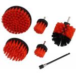 1/4in Drive Nylon Scrubber Brush Set 5pc With 1pc Extension Red Stiff Bristle for sale