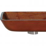 Russet Brown Tempered Glass Basin Bowl Rectangular Table Top Solid