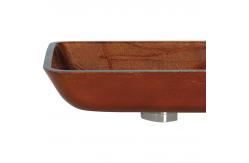 China Russet Brown Tempered Glass Basin Bowl Rectangular Table Top Solid supplier
