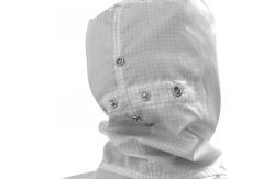 China Dust Free Anti Static Cleanroom Jumpsuit With Hood White Washable supplier
