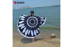 China Mandala Printed Linen Beach Towel Circle Round Shaped With Tassels Fringe supplier