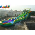 Customized Waterproof Outdoor Inflatable Water Slides With Pool in Green Blue Yellow for sale