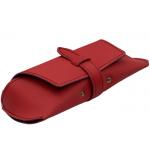 Red Belt Closure Leather Glasses Pouch for sale